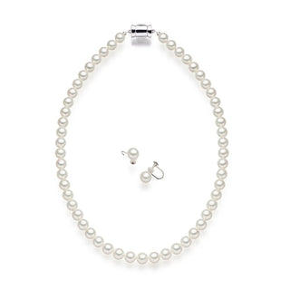 [Online Shop Exclusive] Akoya Pearl Necklace and Earring Set Necklace: 7.5mm Earrings: 8.0mm