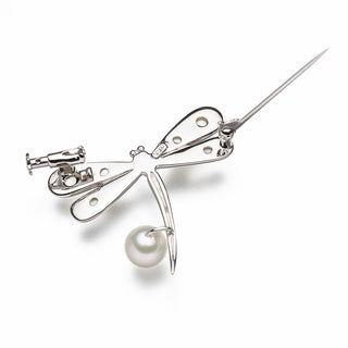 Akoya pearl brooch 7.0mm white butterfly shell