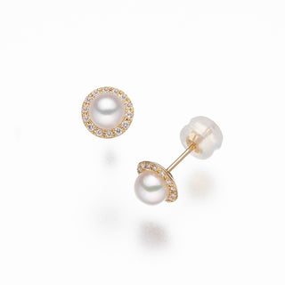 アコヤパールピアス 4.5mm D 0.08ct