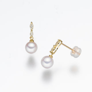 アコヤパールピアス 6.0mm D 0.14ct