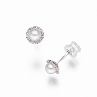 アコヤパールピアス 4.5mm D 0.08ct