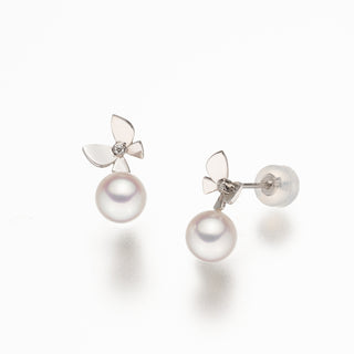【オンラインショップ限定】アコヤパールピアス（蝶） 6.0mm D 0.01ct