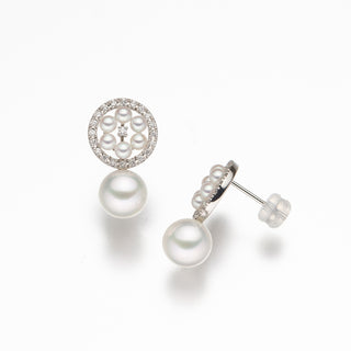 【フロール・デ・リマ】アコヤパールピアス 2.5/8.0mm D 0.22ct