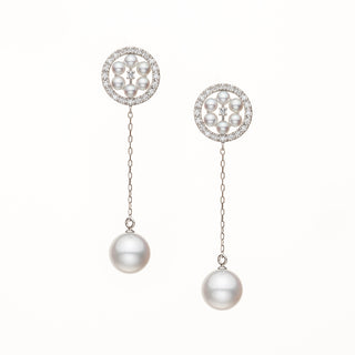 【フロール・デ・リマ】アコヤパールピアス 2.5/8.0mm D 0.22ct