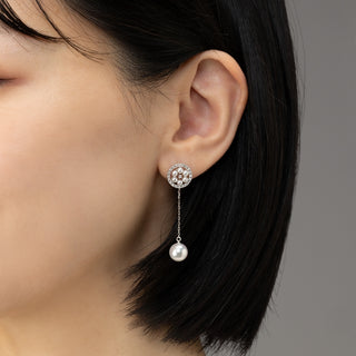【フロール・デ・リマ】アコヤパールピアス 2.5/8.0mm D 0.22ct