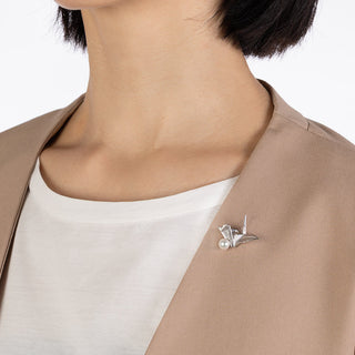 アコヤパールピンブローチ（折り鶴） 6.5mm