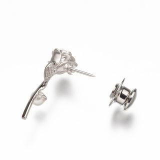 アコヤパールピンブローチ（バラ） 4.5mm ブラウンD 0.01ct