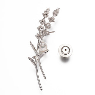アコヤパールピンブローチ（ラベンダー） 7.0mm ブラウンD　0.02ct