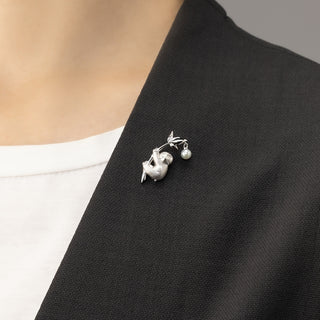 アコヤパールピンブローチ（ナマケモノ） 4.5mm