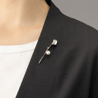 アコヤパールピンブローチ（カラー） 7.5mm ブラウンD 0.02ct