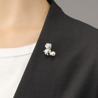 アコヤパールピンブローチ（ビーグル） 6.5mm