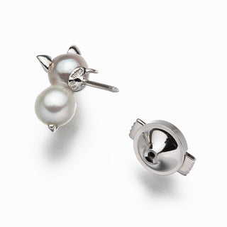 Akoya pearl pin brooch (cat) Black D 0.01ct