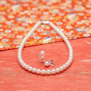 [Limited quantity] Akoya pearl necklace and earrings set Necklace: 6.5mm Earrings: 7.0mm