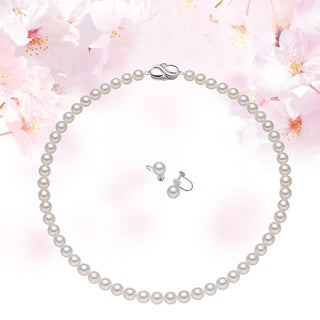 [Limited quantity] Akoya pearl necklace and earrings set Necklace: 7.0mm Earrings: 7.5mm