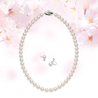 [Limited quantity] Akoya pearl necklace and earrings set Necklace: 8.0mm Earrings: 8.0mm