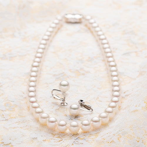 [Online Shop Exclusive] Akoya Pearl Necklace and Earring Set Necklace: 8.0mm Earrings: 8.0mm