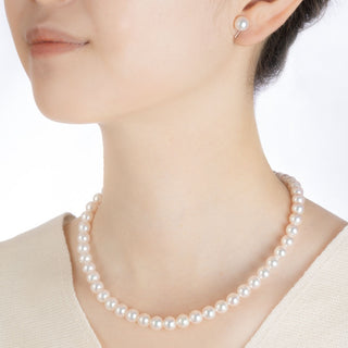 [Limited quantity] Akoya pearl necklace and earrings set Necklace: 8.0mm Earrings: 8.0mm