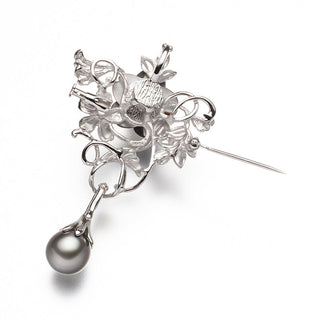 Black pearl brooch 10.0mm