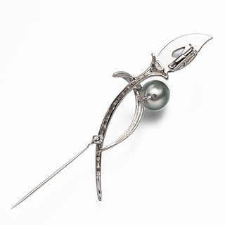 Black pearl brooch 9.5mm