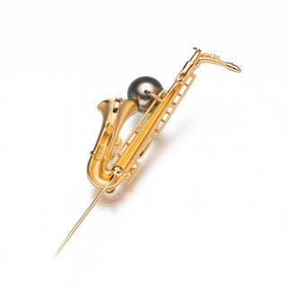 黒蝶パールブローチ（サックス） 9.5mm