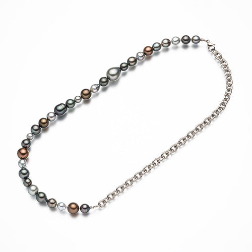 【nonbinary】黒蝶マルチカラーパールネックレス 7.6-14.6mm 全長約60cm