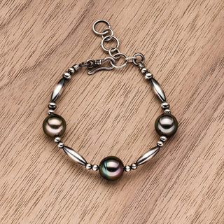 【オンラインショップ限定】nonbinary FLOW　黒蝶パールブレスレット 約10.0mm 全長約18cm