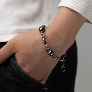 【オンラインショップ限定】nonbinary FLOW　黒蝶パールブレスレット 約10.0mm 全長約21cm