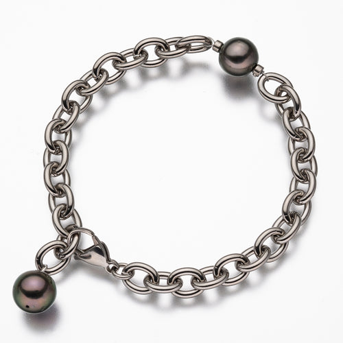 【nonbinary】黒蝶パールブレスレット 10.1-10.7mm 全長約22cm