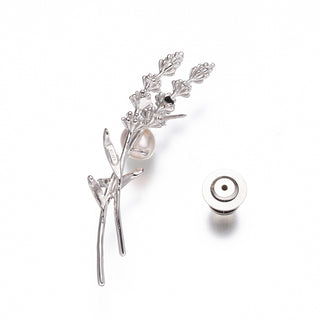 淡水パールピンブローチ（ラベンダー） 7.5mm D 0.02ct