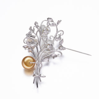 白蝶パールブローチ（金色） 12.5mm