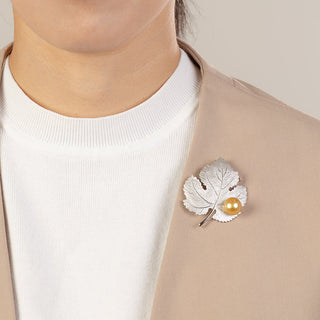 白蝶パールブローチ（金色） 12.0mm