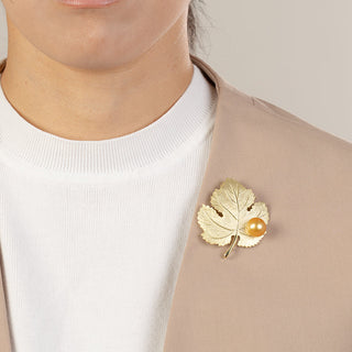 白蝶パールブローチ（金色） 11.7mm