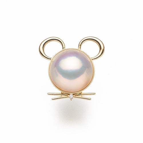 Mabe Pearl Pin Brooch 12.0mm D 0.01ct
