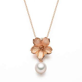 Akoya pearl pendant cherry blossom (PM) 8.5mm silver pink gold plated