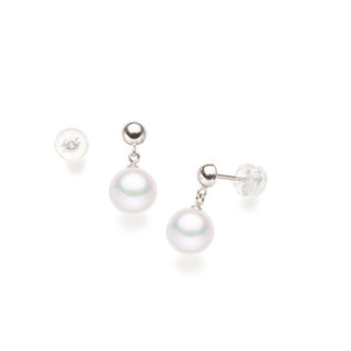 Akoya pearl swing earrings 7.5mm white gold