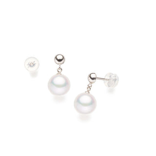 Akoya pearl swing earrings 8.0mm white gold