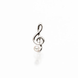 Akoya pearl pin brooch (0040) Treble clef 4.0mm