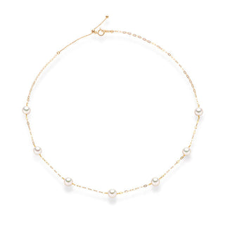 Akoya pearl station necklace 7.0mm/total length 45cm yellow gold