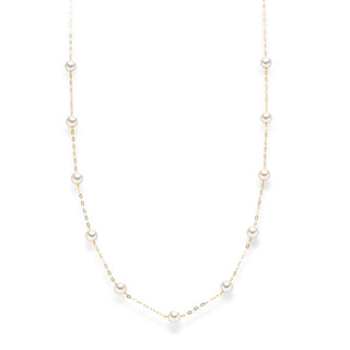 Akoya pearl station necklace 7.0mm/total length 60cm yellow gold