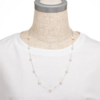 Akoya pearl station necklace 7.0mm/total length 60cm white gold