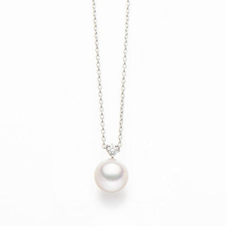 Akoya pearl pendant 8.0mm white gold with diamonds (0.07ct)