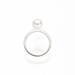 [珍珠故事] Akoya 珍珠戒指 7.5 毫米镶钻石 (0.07 克拉)