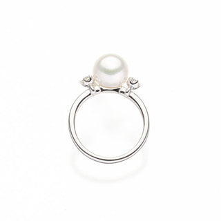 Akoya pearl ring 8.9mm with diamond (0.18ct)