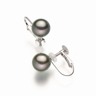 Black butterfly pearl earrings 9.0mm
