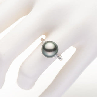 黑蝴蝶珍珠戒指 (003) 11.0mm 镶钻（共 0.18 克拉）