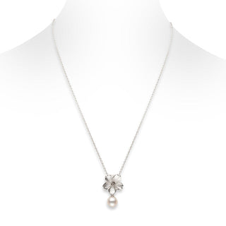 Akoya pearl pendant cherry blossom (RM) 8.5mm silver rhodium plated
